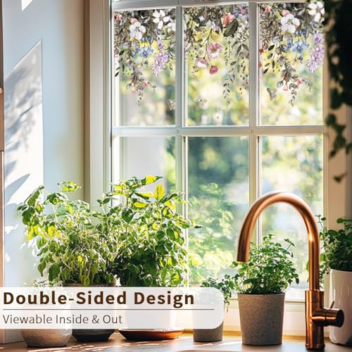 Floral Window Film, Spring Tropical Window Clings, 11.81''x35.43'' miniatura 5