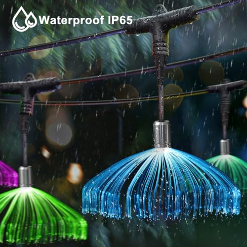 Image of AZIMOM 10PCS Fiber Optic Jellyfish Lamp 16.4ft DC12V RGB Colorful Waterproof Connectable Jellyfish Fairy String Hanging Light for Ceiling Garden Trees Christmas Party Wedding Lighting Decor