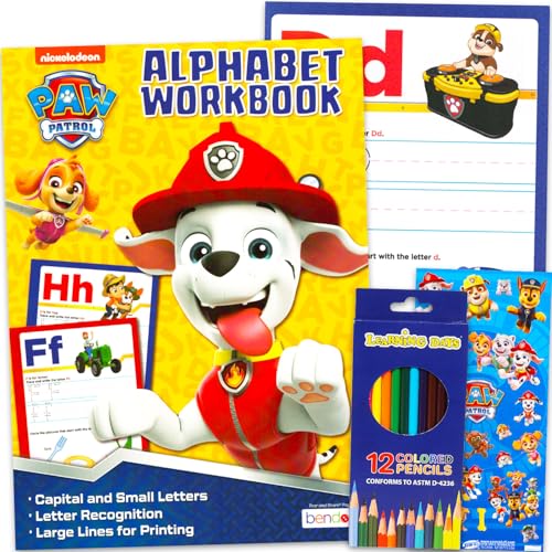 Cahier d'exercices alphabet Paw Patrol : fini les pleurs pendant les devoirs de la maternelle