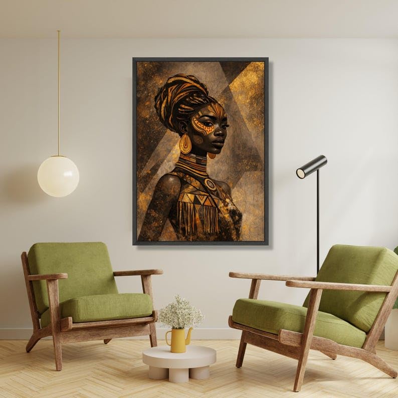 Art mural ethnique africain 80x120 cm sur toile imprimée chic