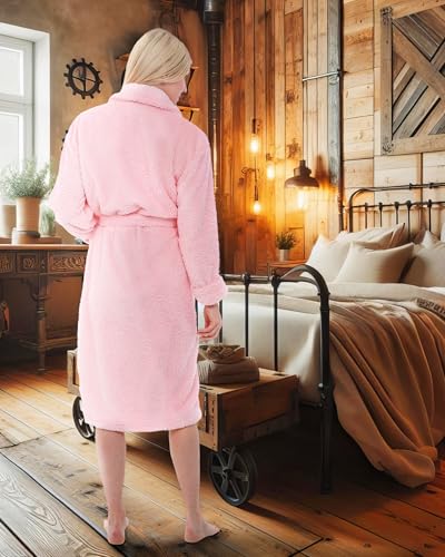 Alexander Del Rossa Women's Plush Fleece Robe, Warm Shaggy Bathrobe3