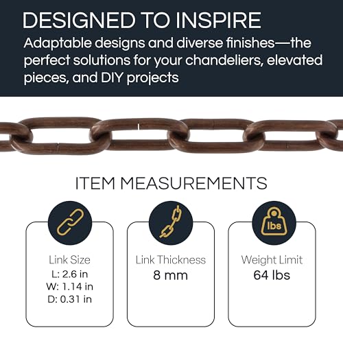 Image of RCH Hardware CH-BR07-U65-BB Brass Chandelier Chain, Brushed Brass (1 Foot)