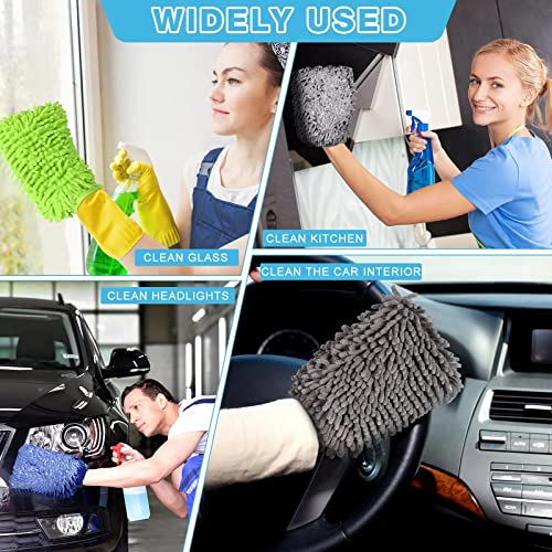 Image of Double Sided Large Size Microfiber Hand Gloves Duster Super Absorbent Wash Mitt for Home, Office, Kitchen, Windows, Car, Bike Cleaning & Washing Purpose, Multicolor, 1 Piece