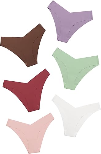 DEANGELMON Bikini sin costuras para mujer, ropa interior invisible invisible, cintura en V, hipster, suave, elástico, paquete múltiple