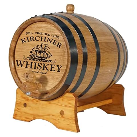Personalized American White Oak 1 Liter Barrel with Stand, Bung, and Spigot - For The Home Brewer, Distiller, Wine Maker and Cocktail Aging Bartender (B458) Cover