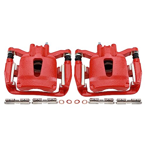 Image of TRQ Performance Rear Driver and Passenger Side Brake Caliper Set Compatible with 12-14 Ford F-150 15-17 F-150 with Manual Parking Brake 18 F-150 Raptor