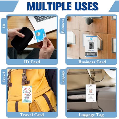 Image of 200 Pieces 5 Mil 2 1 /2 inch x 4 1 /4 inch Luggage Laminating Pouches Without Rope Clear Thermal Laminate Pouch Tags with Slot Hole for Pass Cards Student ID (200, 5 Mil-No Loops)
