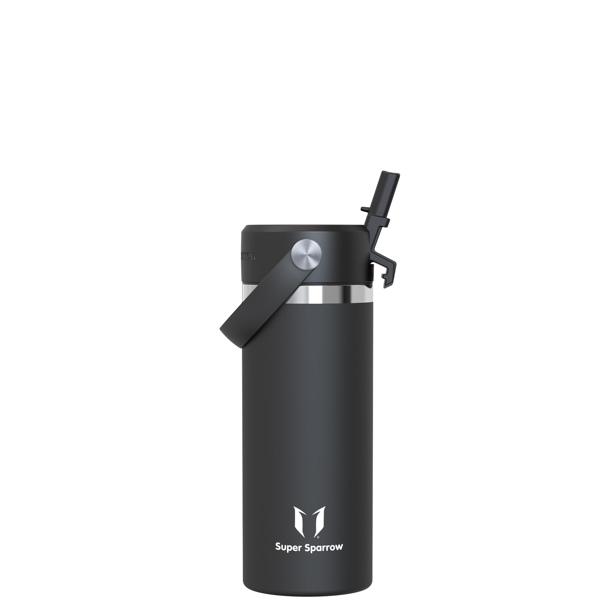 Sparrow Edelstahl Trinkflasche 1L Thermosflasche mit Strohhalm Flex-Deckel | Isolierbecher Thermosflasche Wasserflasche Edelstahl, Auslaufsicher  Spülmaschinenfest, BPA-frei, Heiß  Kalt für Alltag
