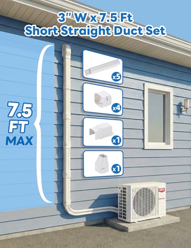 LUORISE 3" 7.5Ft Mini Split Line Set Cover Kit, PP AC Tubing Cover