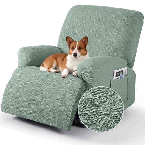 Image of Timeles Recliner Covers Recliner Chair Covers Reclining Couch Covers Sofa Slipcovers Stretch Soft Washable (One-Seater, Winter Mint)