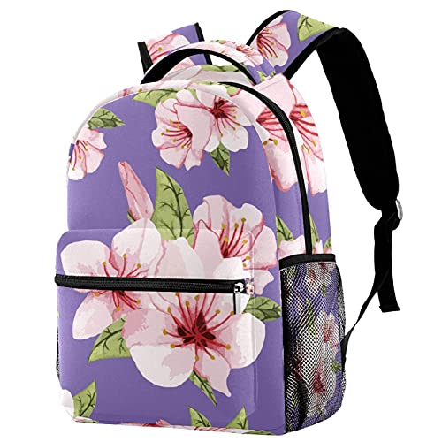 Sac d'école filles et garçons à motif fleur de glycine, grand cartable multicolore