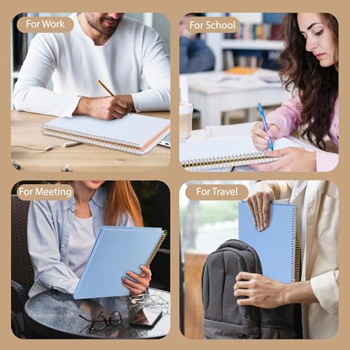 Grand carnet à spirales bleu à couverture rigide premium de 120 feuilles blanches - 2