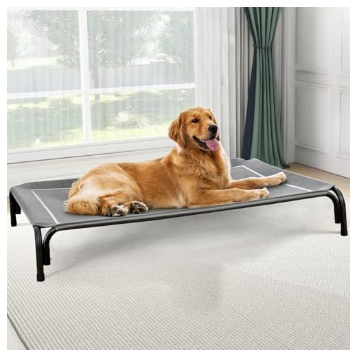 Czpalo Elevated Dog Bed, Raised Outdoor Dog Bed for Large Sized Dog, Portable Cooling Pet Cot with Breathable & Washable Mesh, Indoor & Outdoor Pet Hammock with Skid-Resistant Feet.