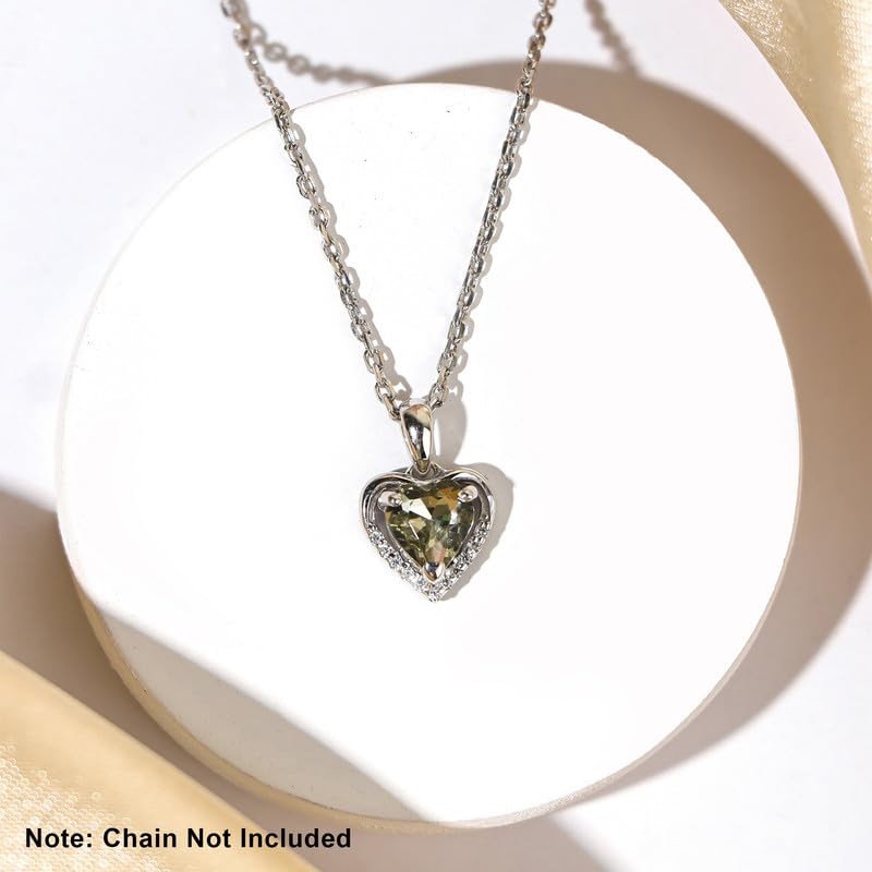 Image of SILVERTOWN 925 Silver Celestial Grace Heart Pendant Necklace | Hallmarked | White Rhodium Plated | Gift For Women and Girls