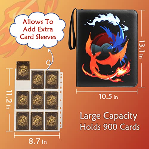 Card-Binder-for-Pokemon-Cards-9-Pocket-Matiugod-900-Pockets-Trading-Card-Album-Folder-Top-Loading-4-Ring-Binder-for-TGC-MTG-Yugioh-Sports-Cards