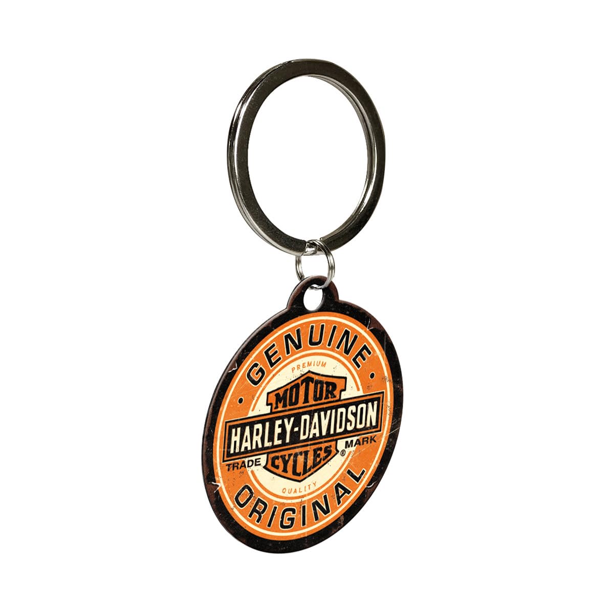 Nostalgic-Art Retro Schlüsselanhänger, Ø 4 cm, Harley-Davidson – Genuine Original – Geschenk-Idee für Biker, Original Lizenzprodukt (OLP), aus Metall, Vintage Design