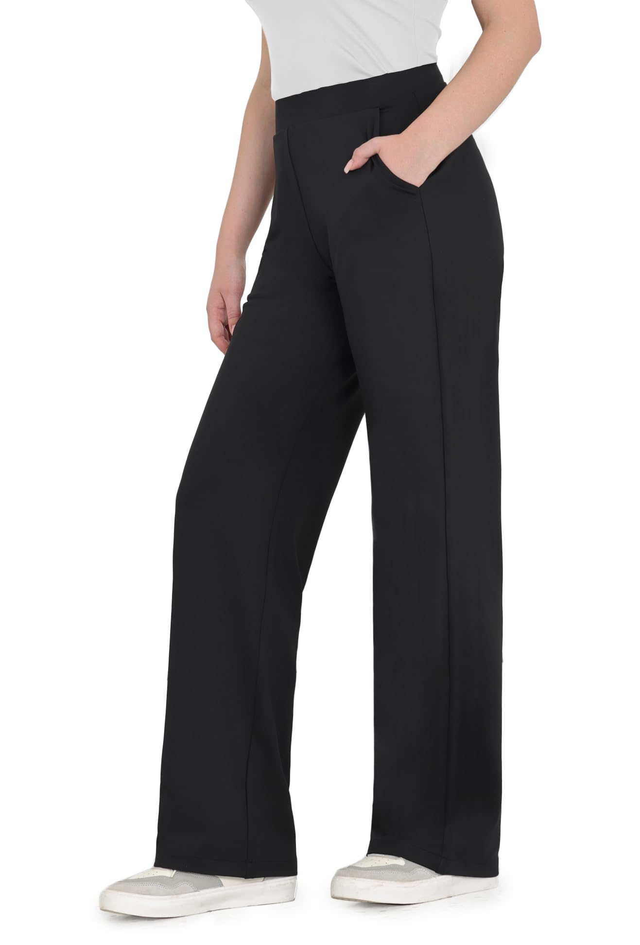 Dress Pants Women High Waisted Work Business Office Trousers Pull On Flare Yoga Slacks with Pockets