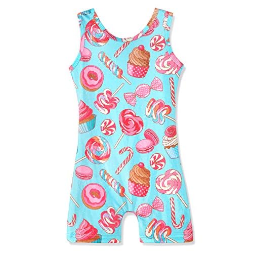 HOZIY Gymnastics Leotards for Girls with Shorts Toddlers Biketards Rainbow Unicorn Dinosaur Mermaid Leopard Flower Galaxy 9-10 Years Aqua Cupcake