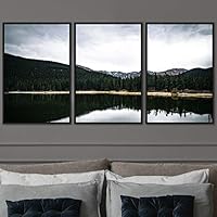 3 Piece Framed Canvas Wall Art Lake Landscape Canvas Prints Home Artwork Decoration for Living Room,Bedroom - 16