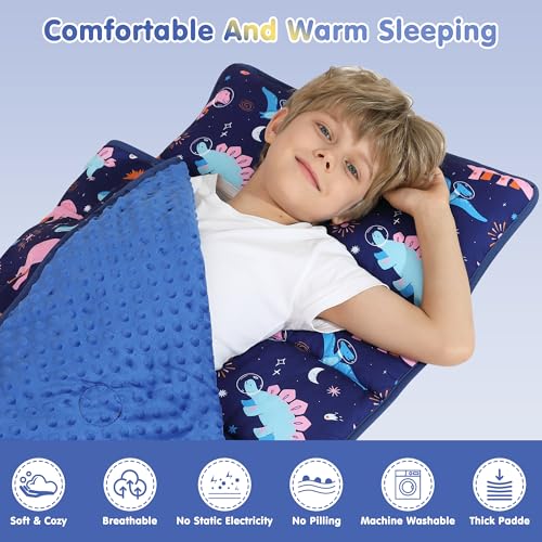 Image of Viviland Toddler Kid Nap Mat for Preschool, Slumber Bag with Pillow and Blanket, Daycare Sleeping Bag Kindergarten Sleep Mat