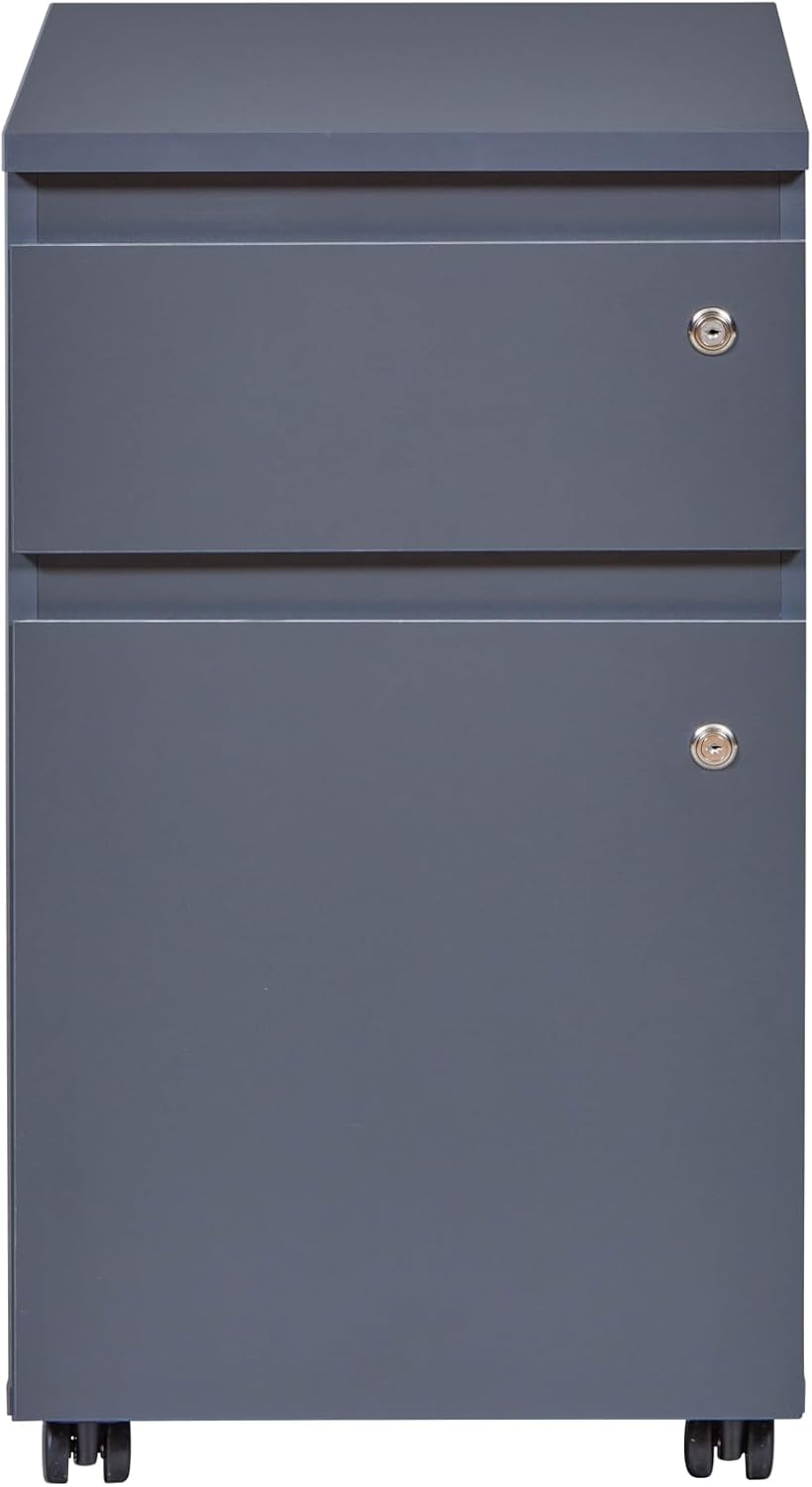 Inter Link – Rolling Container with One Drawer and One Door – Office Container Standing Container – Lockable – Melanus Coated – Dimensions in cm: W 44 x D 52 x H 77 – Colour Anthracite – File Guard