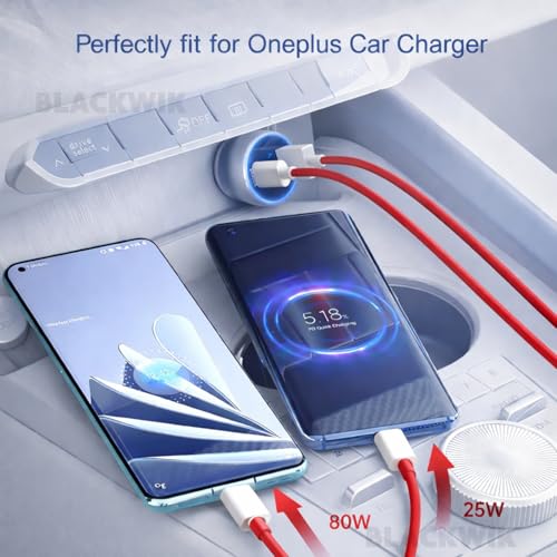 Image of Blackwik 100W Ultra Fast Charging USB-A to Type C Cable Compatible with OnePlus 13, 13R, 13S, 12R, 11R, 10R, 10T, 10, 10 Pro, 9, 9 Pro, 8, 8 Pro, 7 Pro, 7T Pro, CE 3 Lite (WARP /Dash Support, 1M Cable)