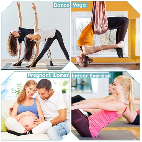 Jspupifip 6 Pairs Grip Pilates Socks Women, Non Slip Yoga Stripe Grippy Crew Breathable Cotton Socks for Ballet Dance4