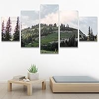 SIGNWIN 5 Panel Canvas Wall Art Modern Art Expressive Landscape Modern Mountain Top Multicolor Photography for Home Decorations Ready to Hang - 60