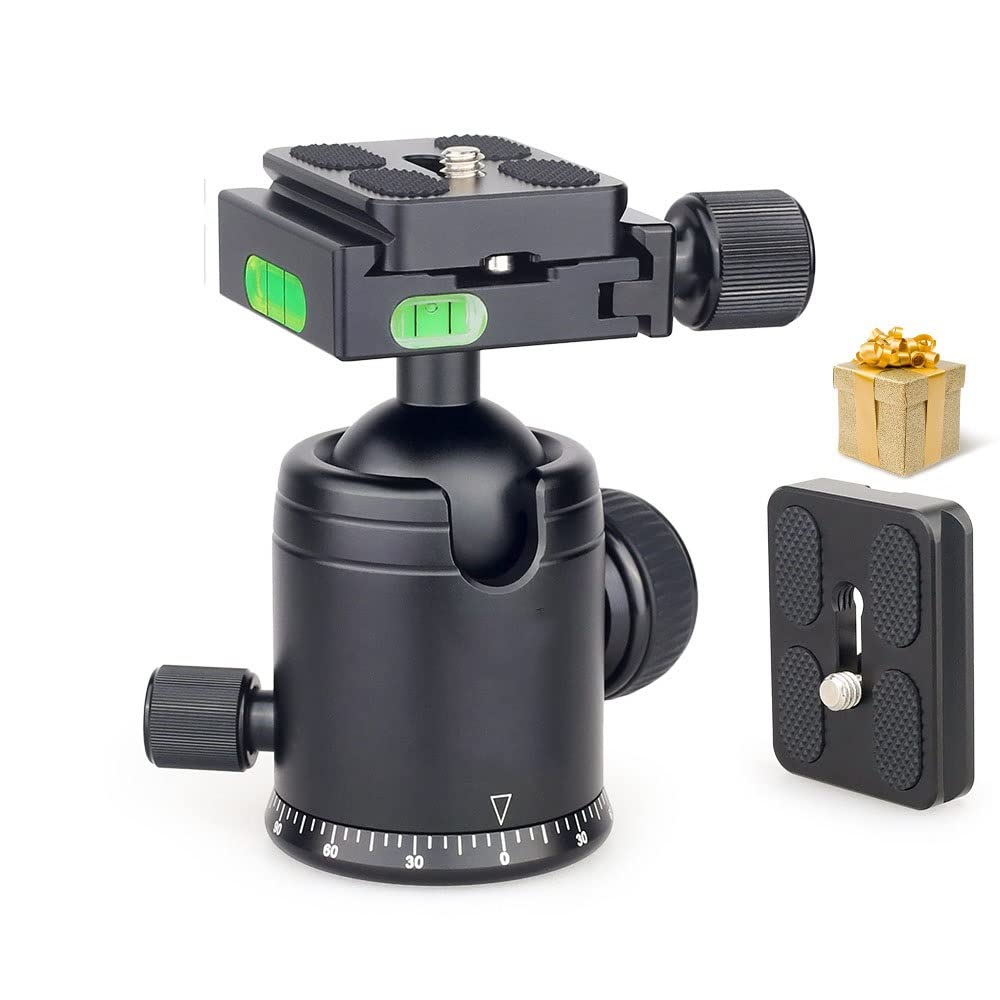 KBREE Accessori per Fotocamera Testa per treppiede Testa a Sfera per treppiede panoramica Testa a Sfera anodizzata CNC per Fotocamera DSLR Piastra a sgancio rapido Extra