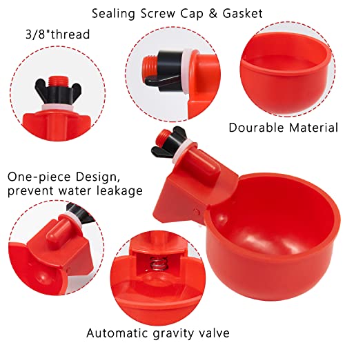 Lanarp C-212 Chicken Waterer Cups 8 Pack Automatic Chicken Water Cups For Poultry Lanarp Float Style Gravity Chicken Watering System thumb #4