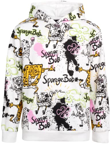 Nickelodeon Boys' Spongebob Sweatshirt - Spongebob and Patrick Pullover Hoodie, Size 10/12, White Spongebob