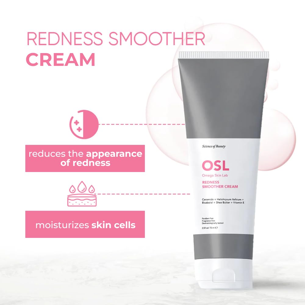 OSL Omega Skin Lab OSL Redness Smoother Cream 75ML, Skin Care Solution with Vitamin E, Shea Butter, Bisabolol - Image 4
