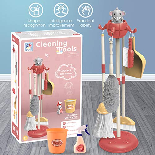 Kids Elephant Cleaning Set of 6, Kids Pretend Play Housekeeping Cleaning Toy Set Toddler Housekeeping Toys for Children Over 3 Years