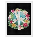 Kit de peinture diamant motif signe de paix colombe colombe blanc pigeon oiseau rond percé complet pour décoration murale d'intérieur 30,5 x 40,6 cm