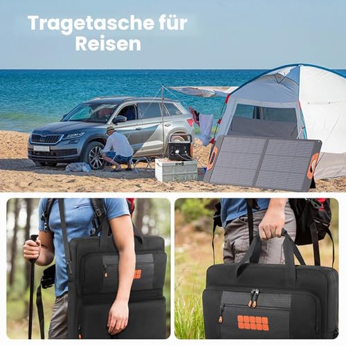 OURHZTB Tragetasche kompatibel mit Jackery SolarSaga 100W 200W 200W Bifacial Portable Solar Panel, Reise-Aufbewahrungstasche für 2 Akku-Panels mit Taschen für Ladekabel und Zubehör