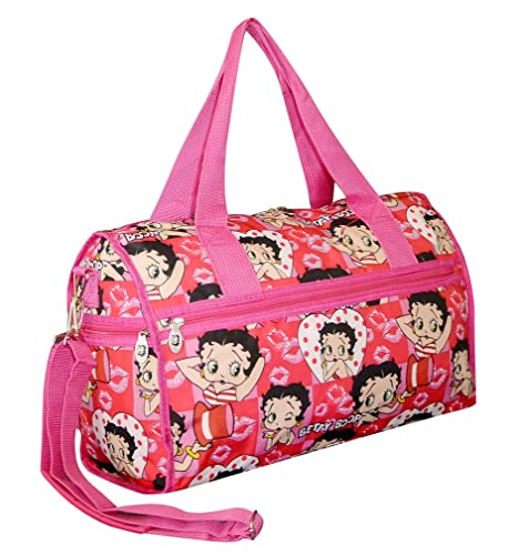 Betty Boop Canvas Travel Bag with Long Strap (Pink)