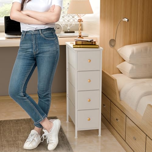 image for Fixwal Narrow Storage Cabinet, Narrow Nightstand Dresser with 4 Drawer