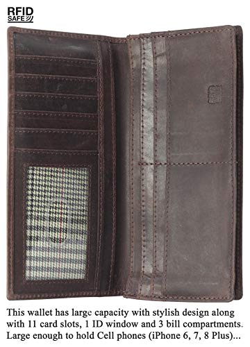 Image of RFID Blocking Mens Genuine leather Bifold Long Wallet