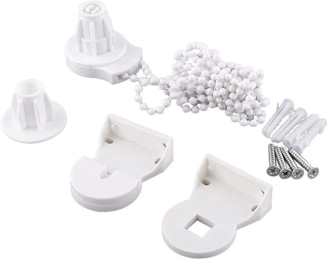 25mm Roller Blind Fittings Metal Quality Bracket Roller Blind Brackets White Repair Replacement Kit With Brackets Screws and Chain Curtain Roller Accessories for Curtain Repair