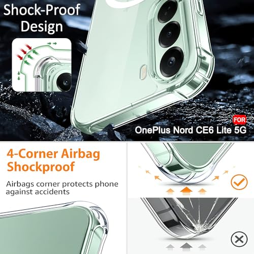 Image of TheGiftKart Shockproof Ultra-Hybrid Back Cover Case for OnePlus Nord CE 6 Lite 5G Compatible with MagSafe | 360 Degree Protection | Crystal Clear Hard Back Cover Case (PC & TPU, Transparent Bumper)