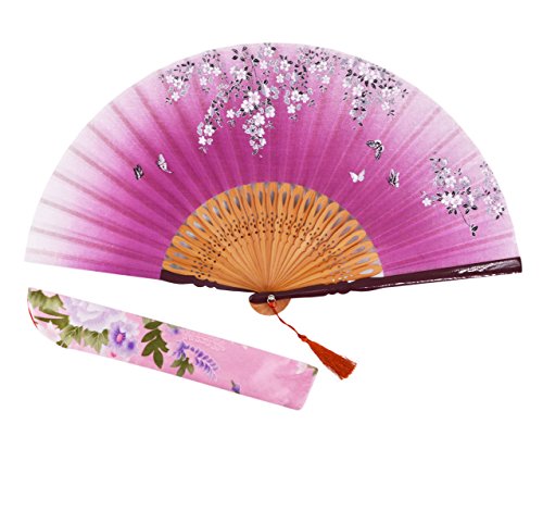 Amajiji Folding Fans for Women, 8.27"(21cm) Women Hand Held Silk Folding Fans