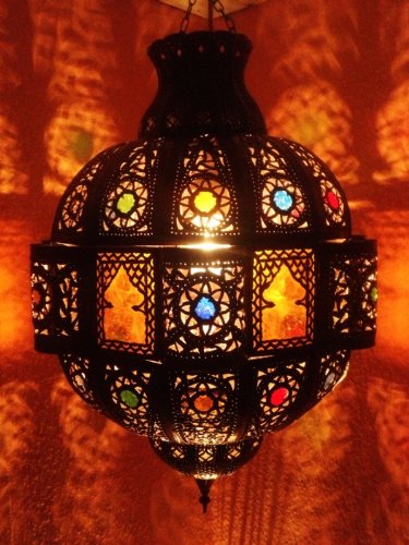 Orientalische Lampe Pendelleuchte Rostfarben Fanan E27 Lampenfassung | Marokkanische Design Hängeleuchte Leuchte aus…