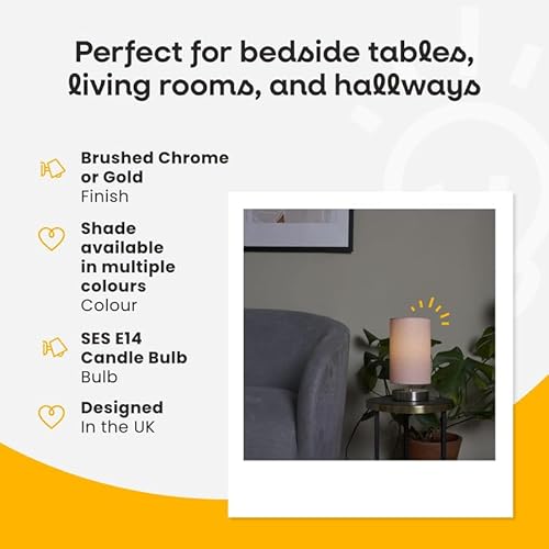 ValueLights | Brushed Gold Cylinder Touch Dimmer Table Lamp with White Fabric Shade Bedside Light Bedside Light | Table Lamps, Home Décor & Improvement Essential - Image 2