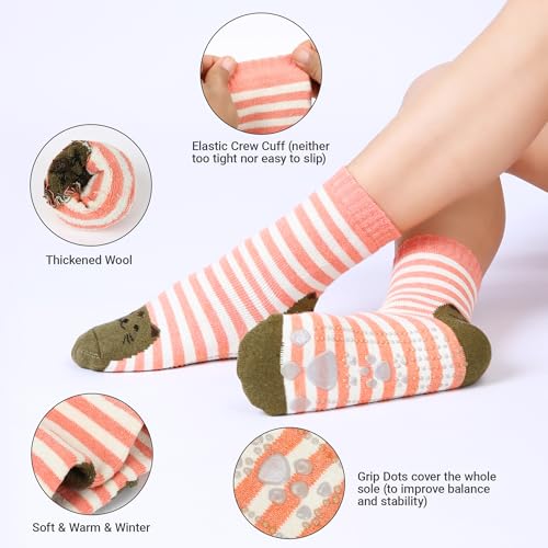 Image of Non Slip Socks for Women with Grips Thermal Winter Warm Thick Cozy Cabin Crew Comfy Anti Skid Slipper Socks Gifts for Women