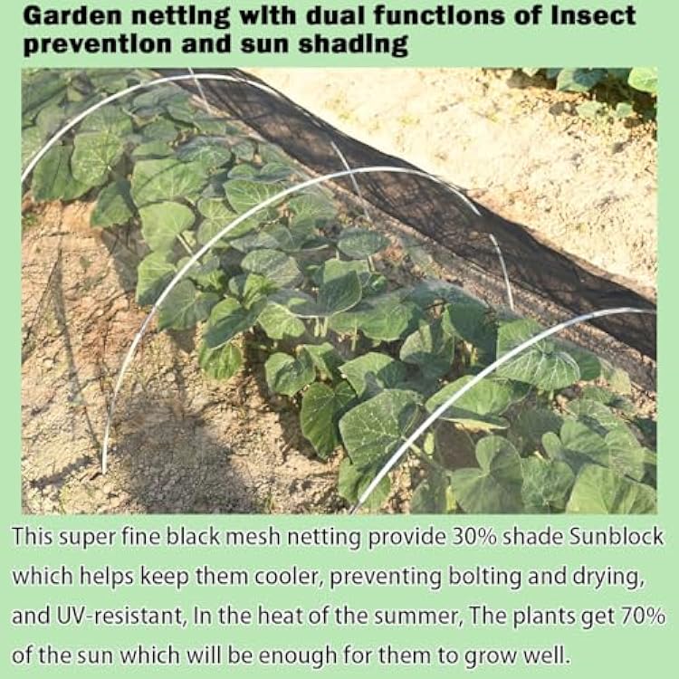 Garden Mesh Netting, 6.6 x 16.5 Extra-Thick Mosquito Netting for Patio, Nano-Composite Bird Netting for Vegetables Plants Fruits Flowers Patios Balconies, Shading Rate 30%, Black