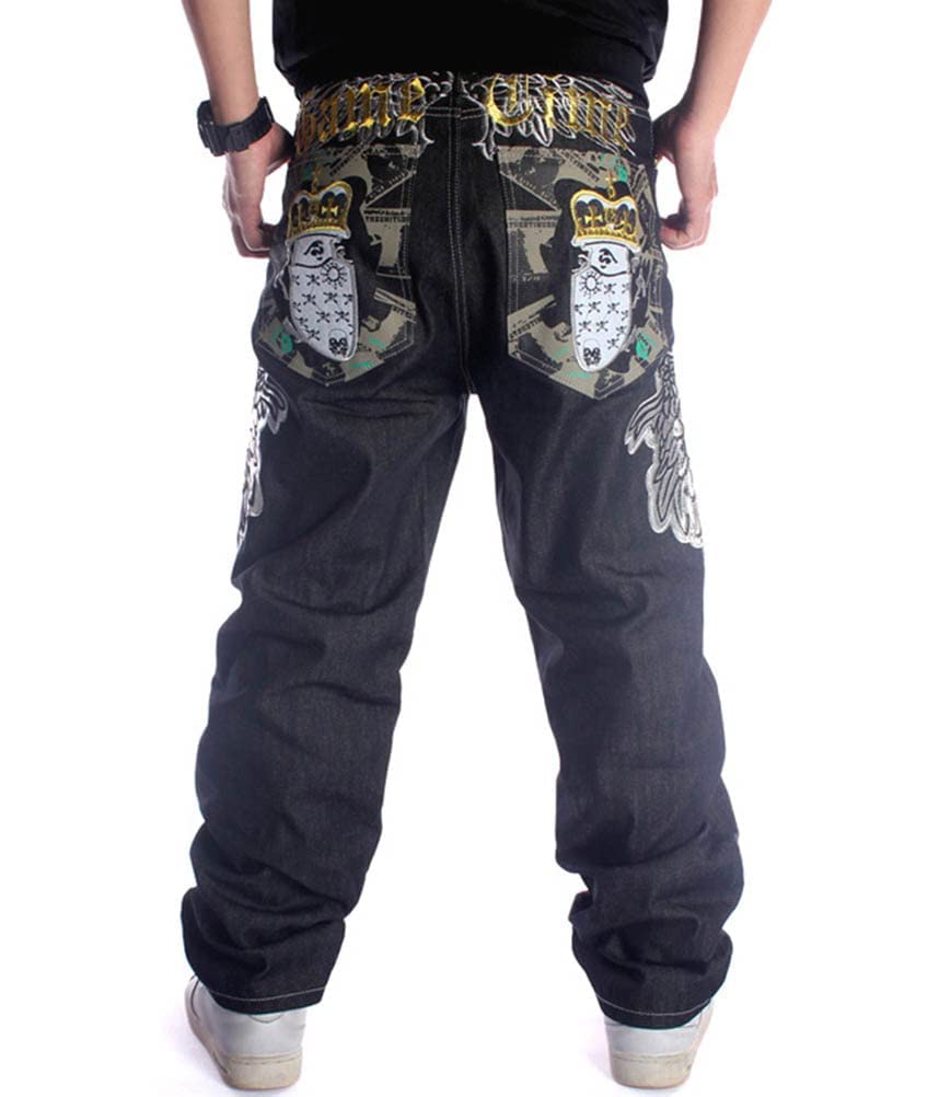 Onsoyours Vaqueros Holgados Estilo Hip Hop Grafiti De época Pantalones Estampados Bordados Hip Hop Street Dance Pantalones