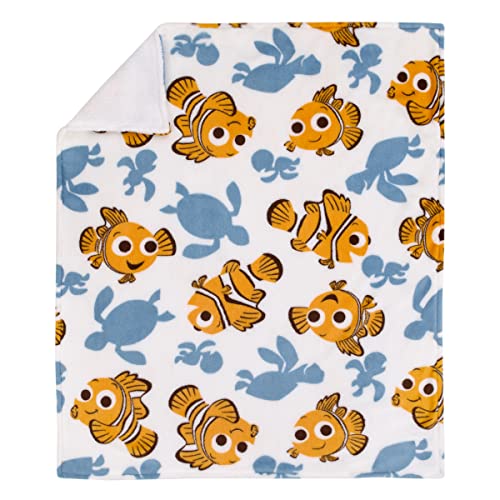 Image of Disney Finding Nemo Orange, Teal, and White Sea Turtles Super Soft Sherpa Baby Blanket