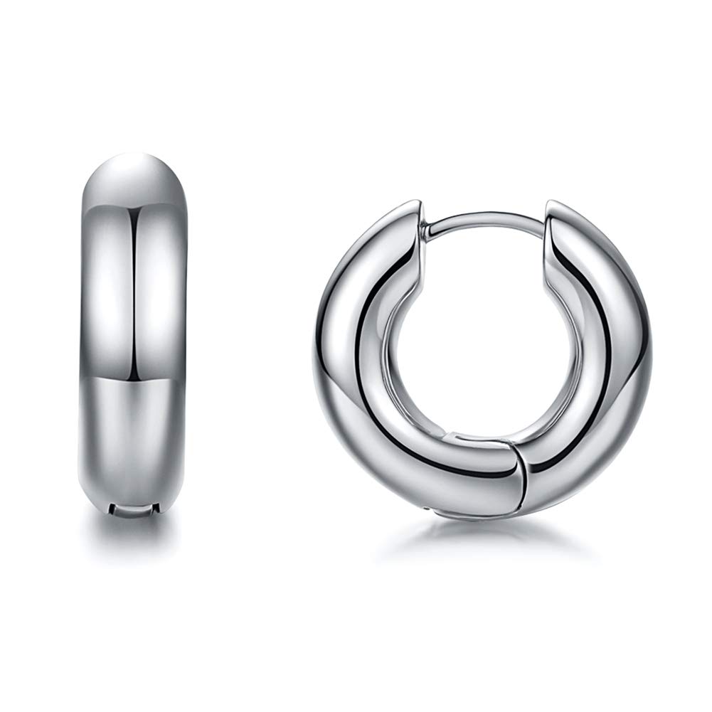 Small Chunky Gold Hoop Earrings, 14K Gold Plated Dainty Tiny Thick Chunky Huggie Hoop Earrings for Women and Girls