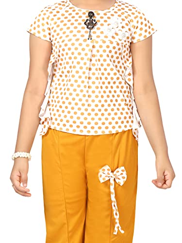 Image of Aarika Girls Yellow Color Polka Dot Pattern Top & Pant Set
