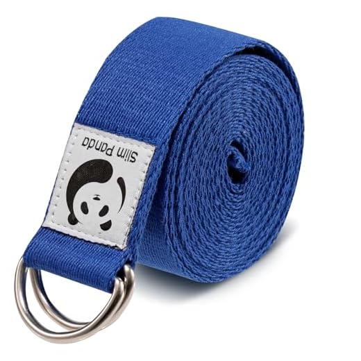 Slim Panda Cinturón de Yoga de Algodón, Práctica Correa Con Bucles Metálicos para Yoga, Estiramiento, Fitness, Pilates y Gimnasia (180cm)